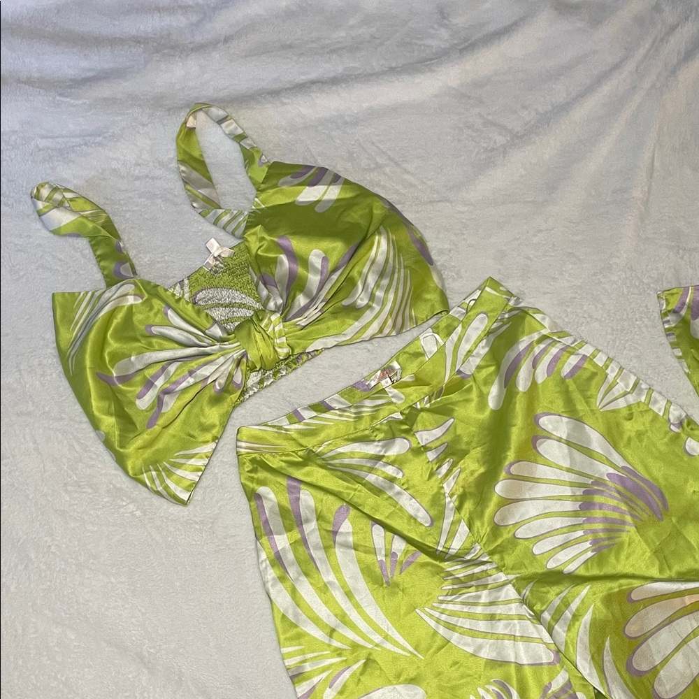Luxxel Green and Purple Floral Jumpsuit